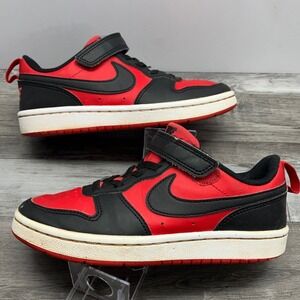 Nike Court Borough Low 2 Kids Sneakers Red Black DV5457-600 Size 13.5C